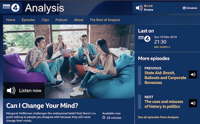 BBC Radio4 web-page advertising the radio programme mentioned in the post