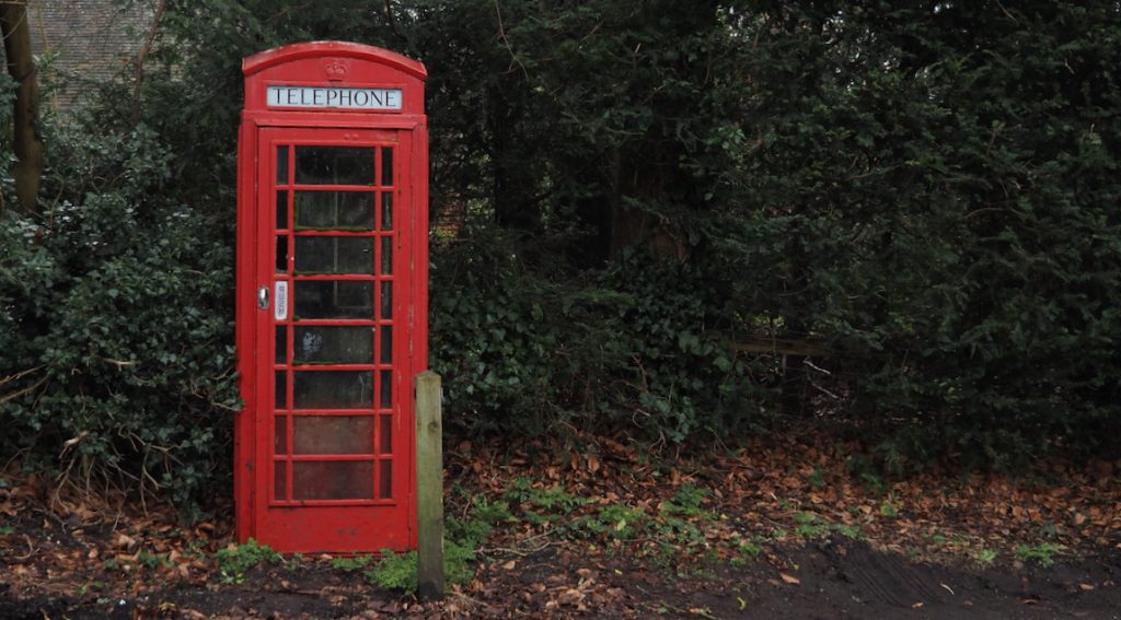 Phone box in the countryside