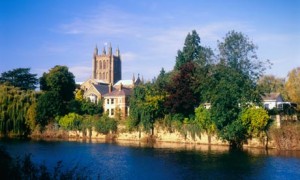 Hereford Cathedral and River Wye, Herefordshire