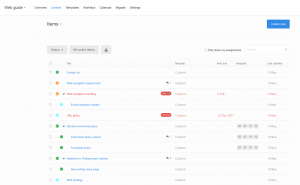 GatherContent content overview screen