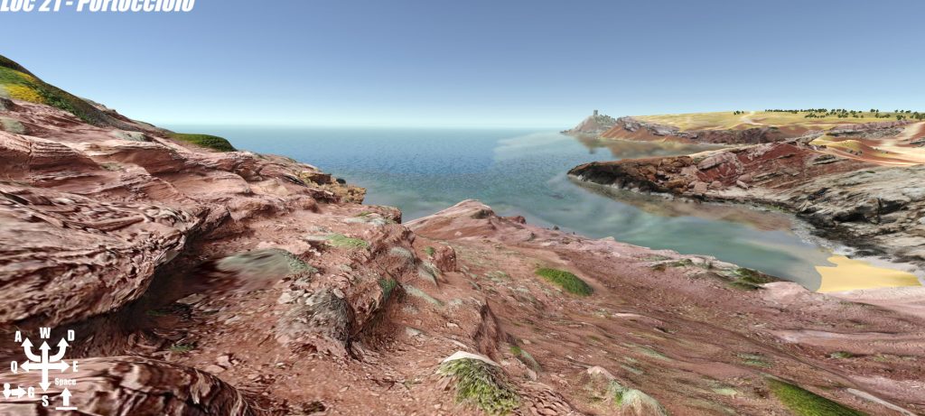 Virtual view of a rocky beach