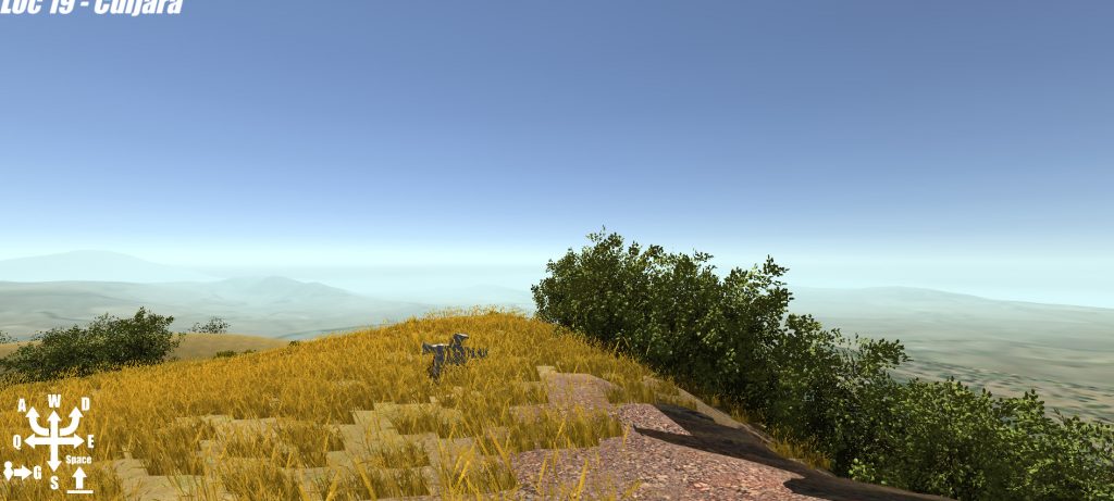 A virtual grassy hill top