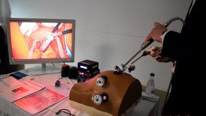 The cancer-detecting probe being tested in a lab