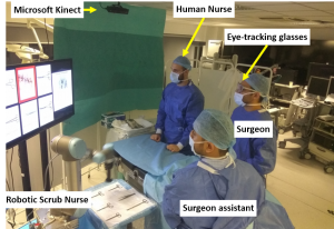 A demo of the robotic scrub nurse setp in the surgical healthcare setting