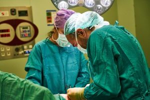 Surgeons working in the operating theatre