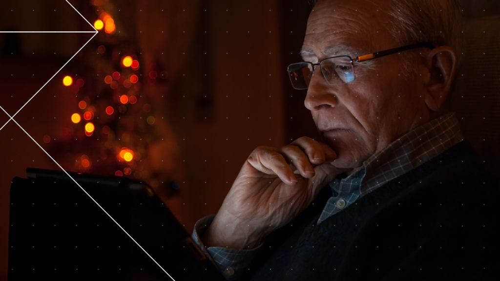 Older man using an ipad