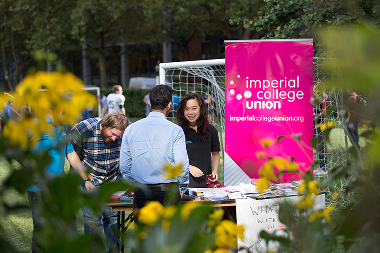 Students at the Imperial College Union stall.