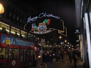 The crowds and lights at London's Oxford Street at Christmas