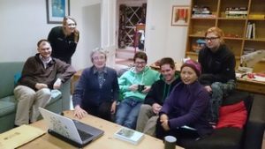 Eileen Cox (3rd from left) enthuses about algae